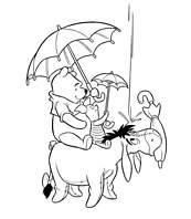 coloriage winnie sur le dos de bourriquet